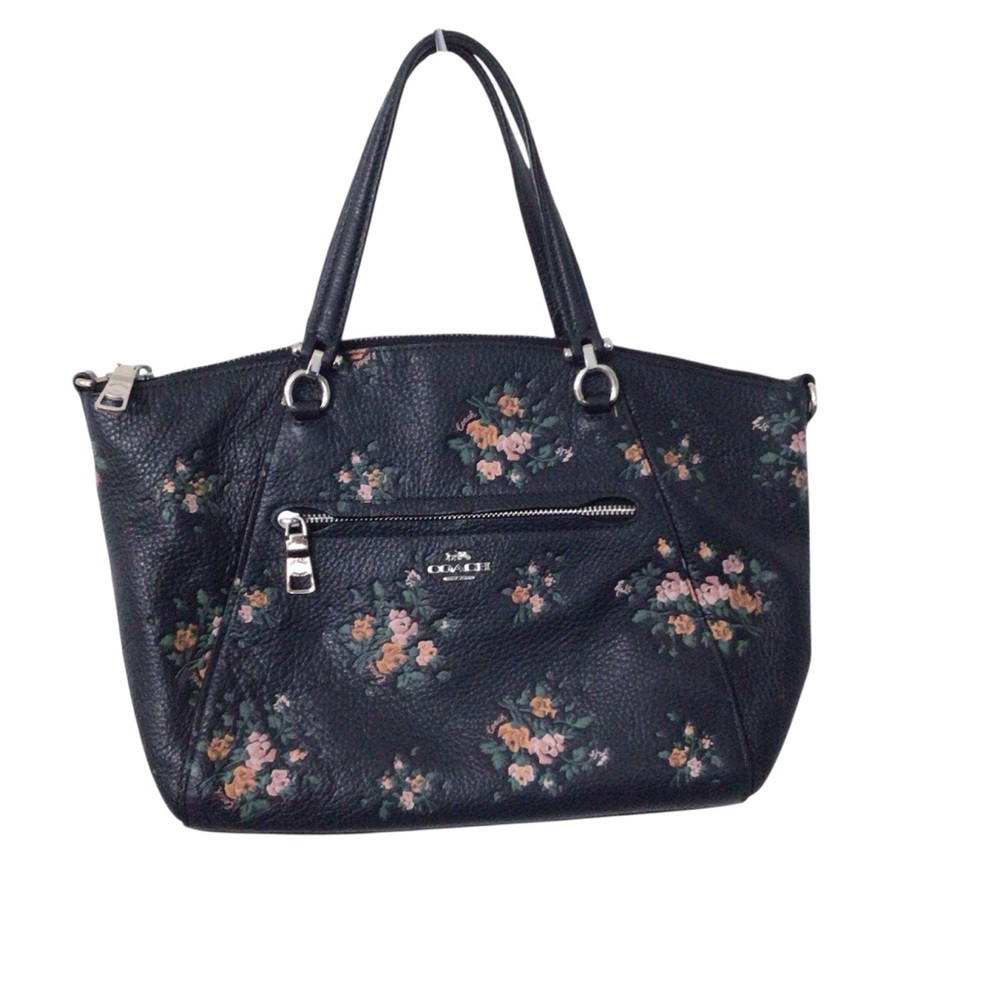 Coach Dark Floral Leather Shoulder Bag
